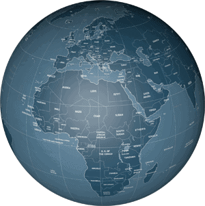 Example of a world map drawn in the Sci-fi map style