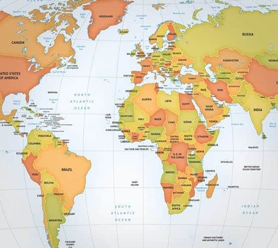 Example of a world map