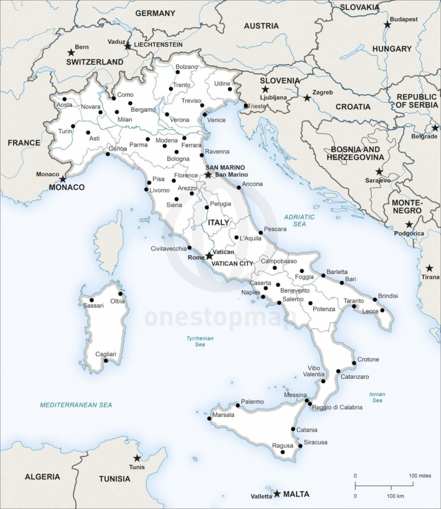 Free vector map of italy outline one stop map