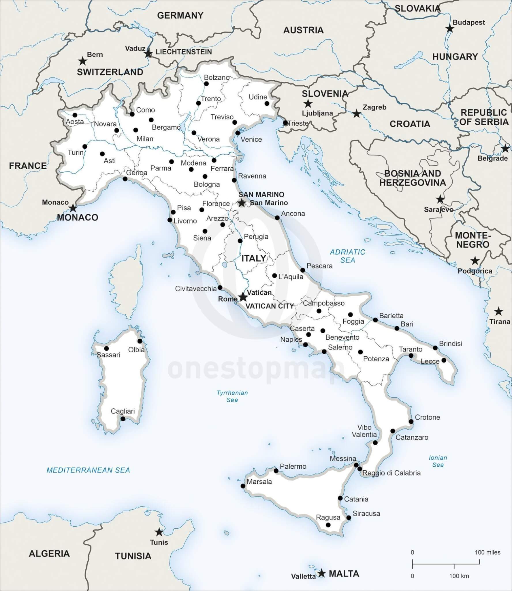 Vector Map of Italy Political | One Stop Map