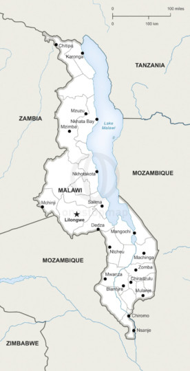 Map of Malawi political