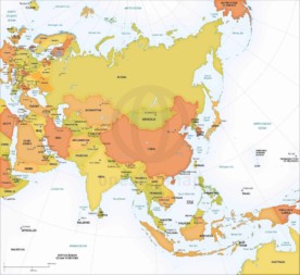 Vector map of Asia continent political