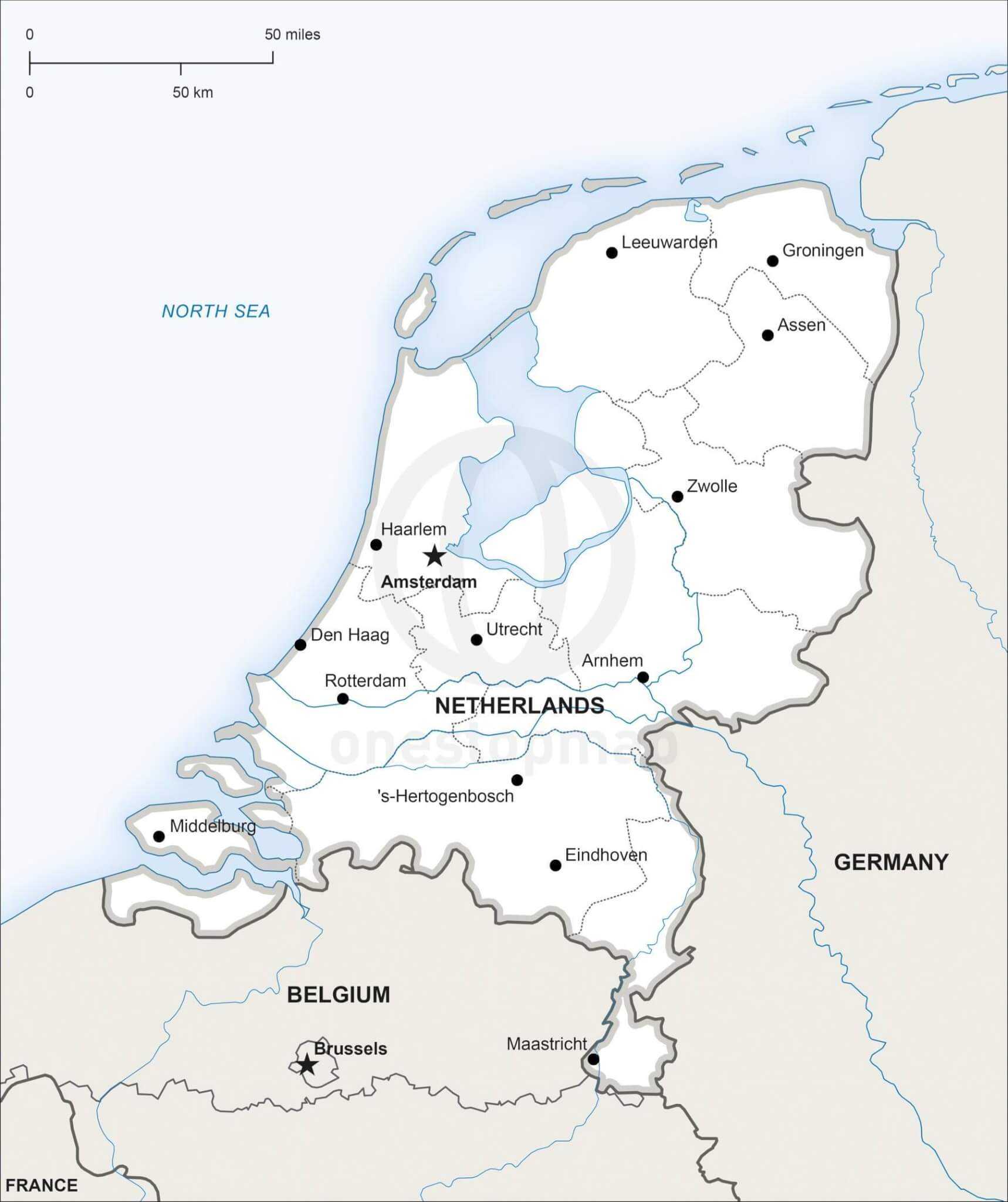 Vector Map of Netherlands Political | One Stop Map