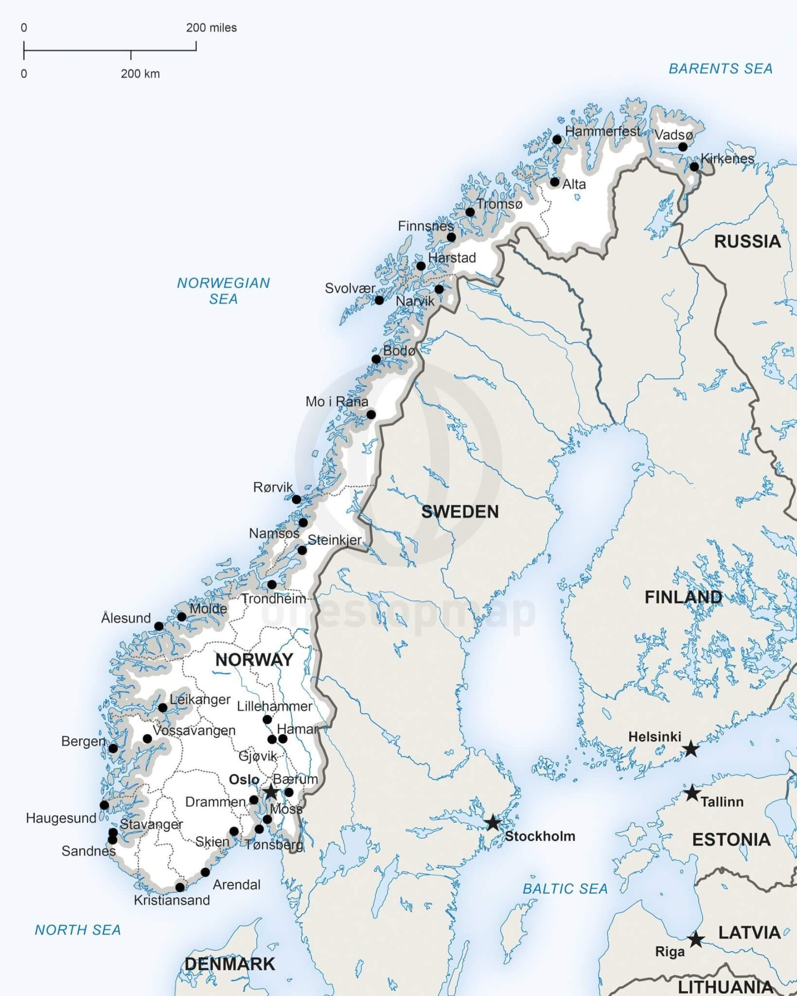 Vector Map of Norway Political One Stop Map