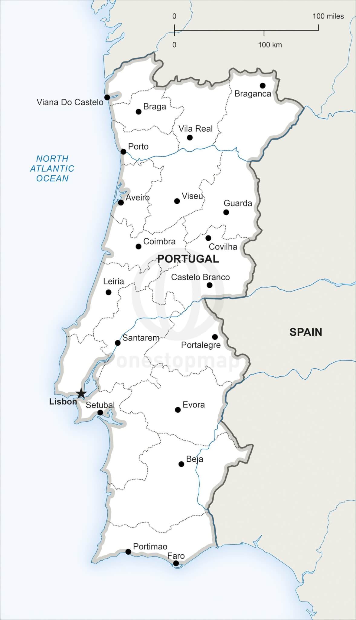 Printable Map Of Portugal