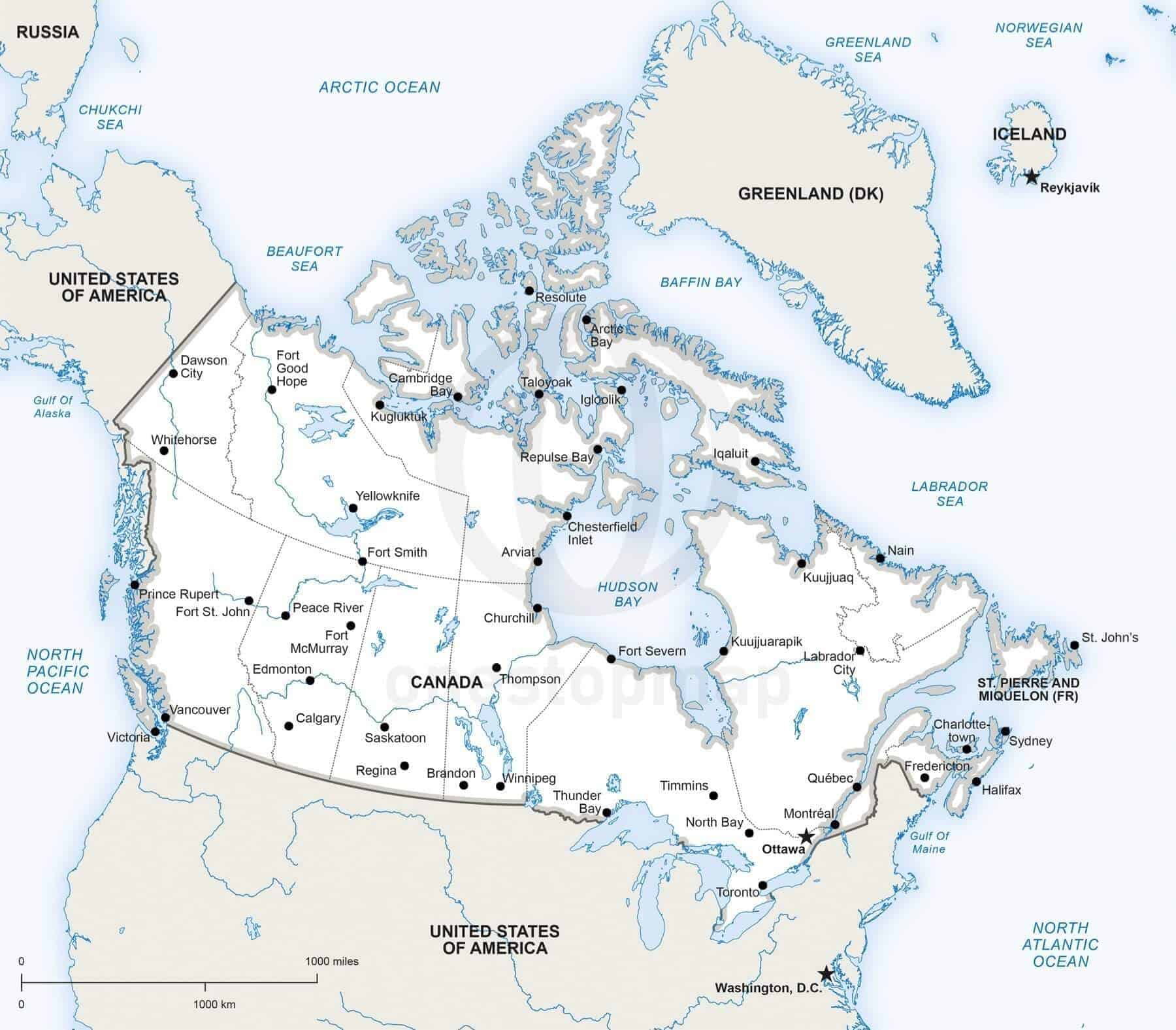Blank Political Map Of Canada