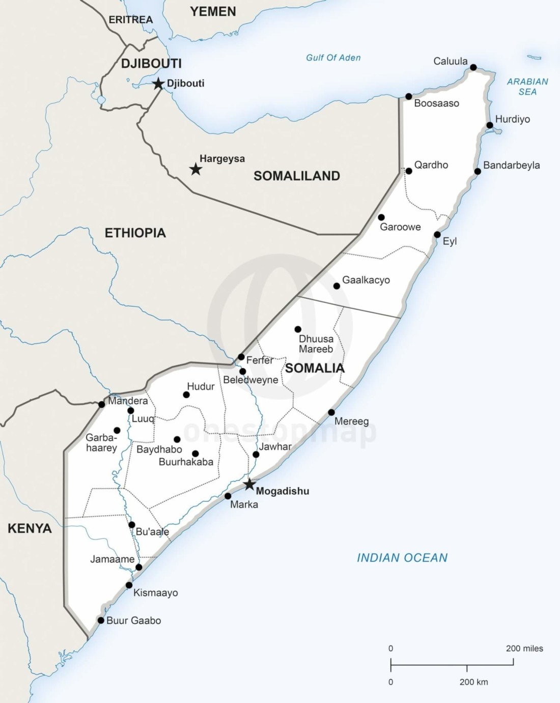 Vector Maps of Somalia | One Stop Map