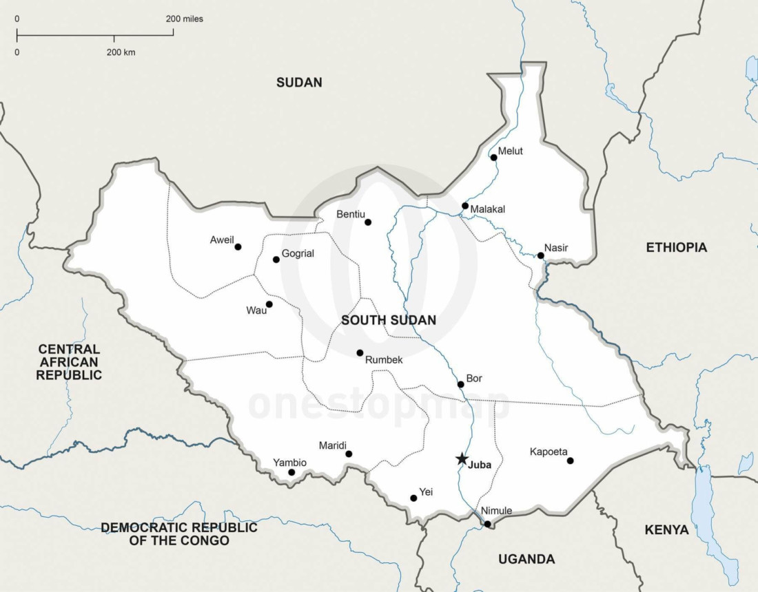 Vector Maps of South Sudan | One Stop Map