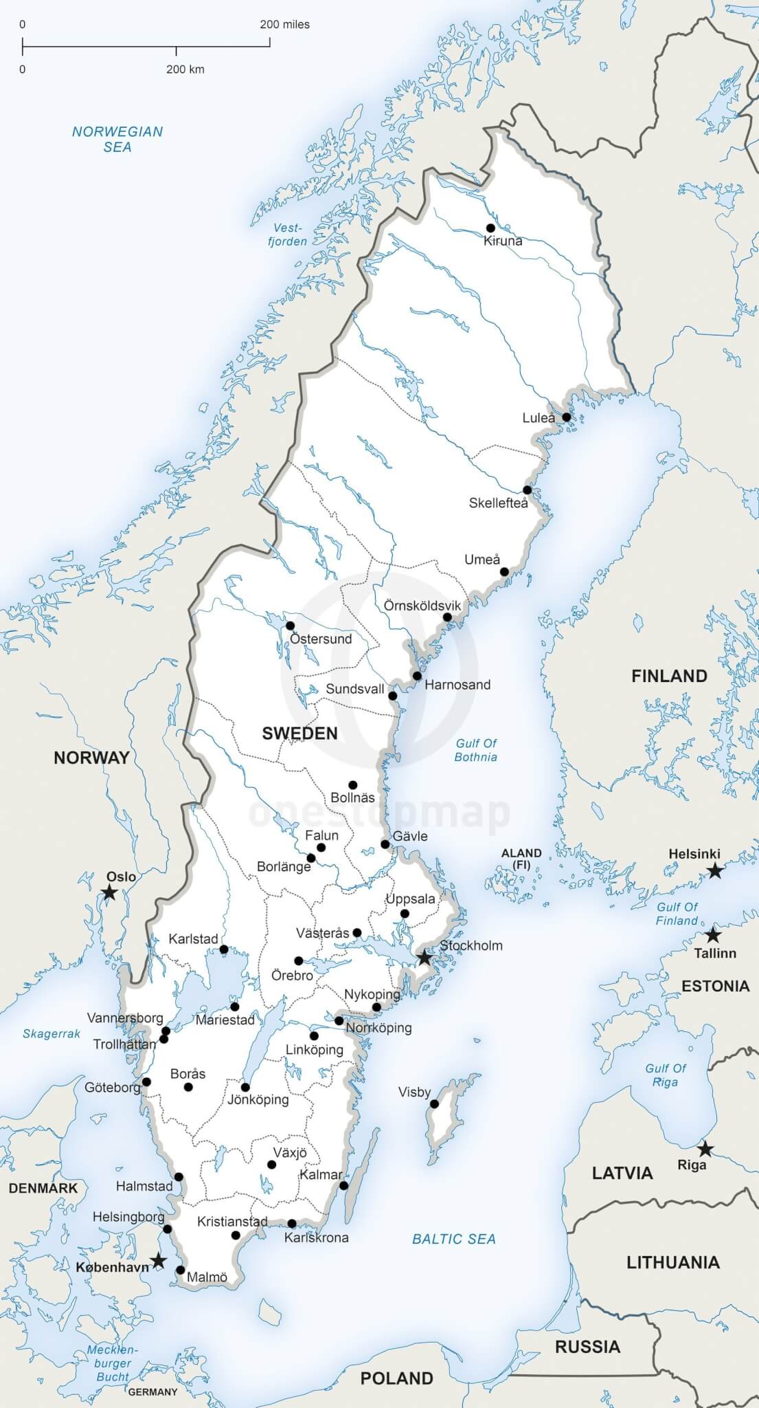 Vector Map of Sweden political | One Stop Map