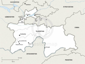 Map of Tajikistan political