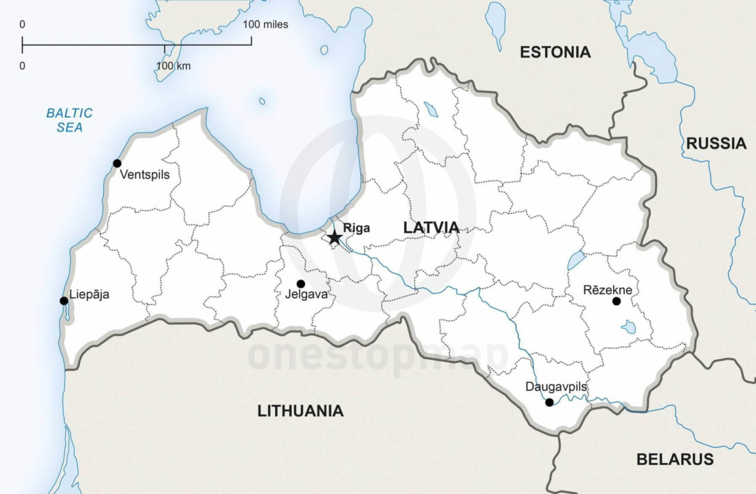 Vector Map of the Baltic States Political | One Stop Map