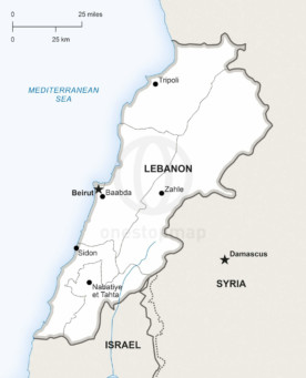 Map of Lebanon political