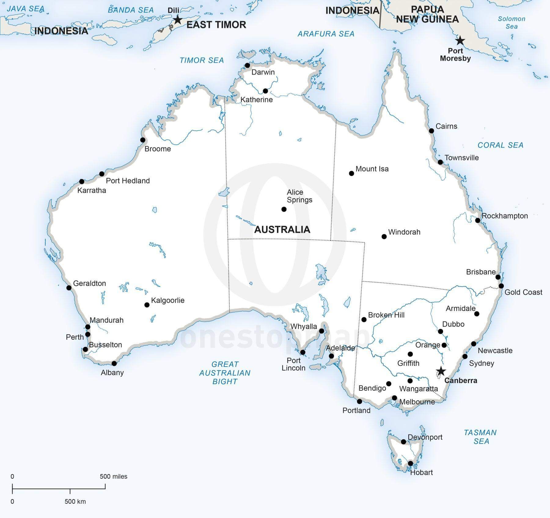 Blank Map Of Australia Showing Rivers