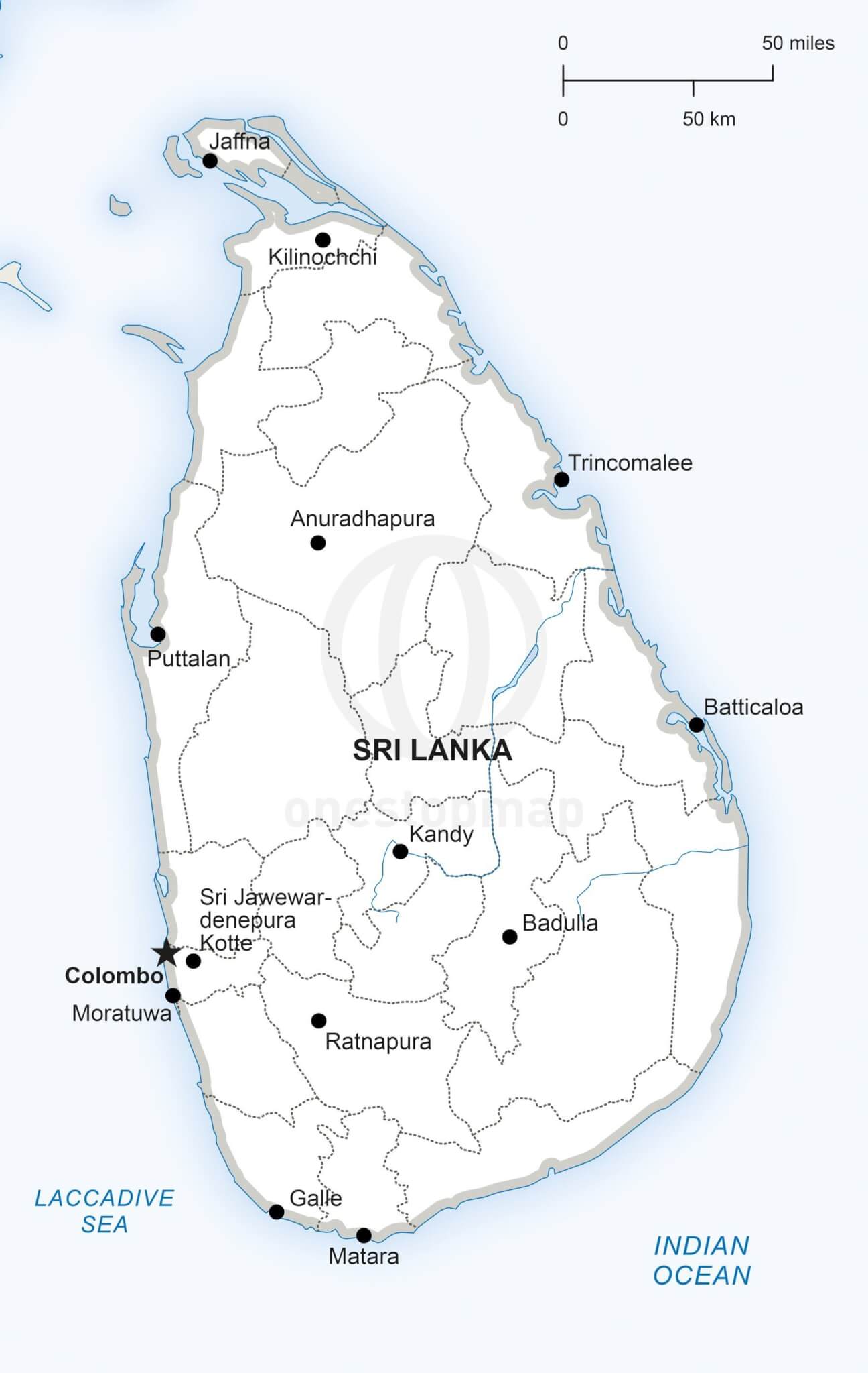 Vector Map Of Sri Lanka Political One Stop Map