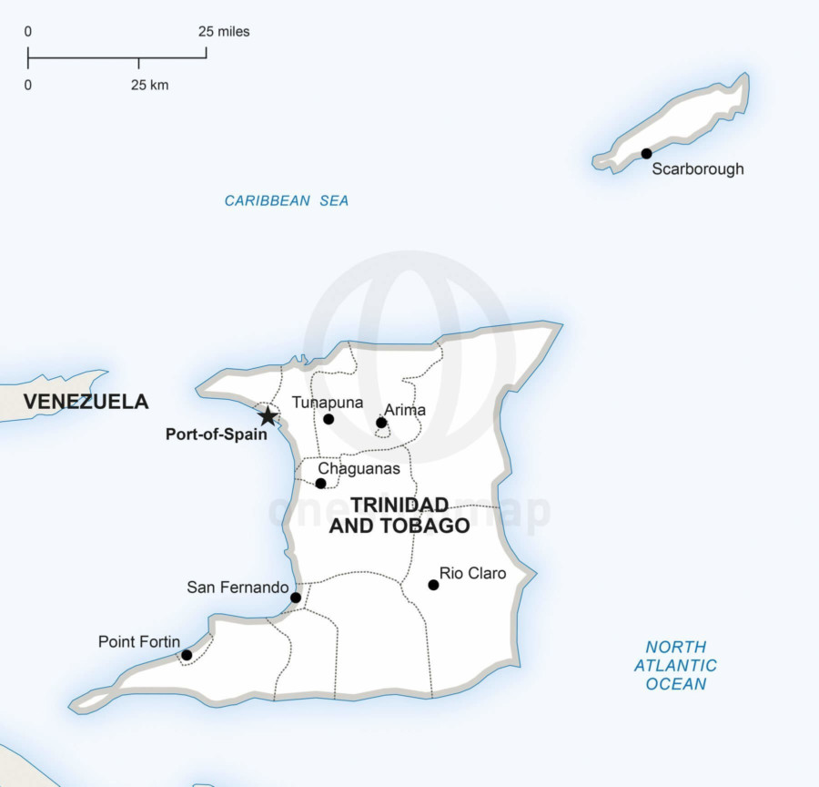 Vector Maps Of Trinidad And Tobago One Stop Map 46 Map Trinidad And Tobago Political 900x864