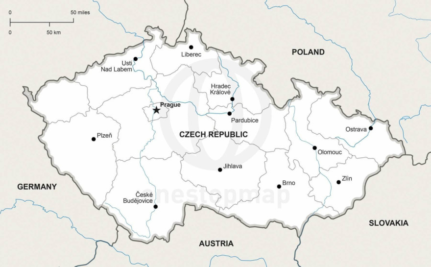 Free Vector Map of Czech Republic Outline | One Stop Map