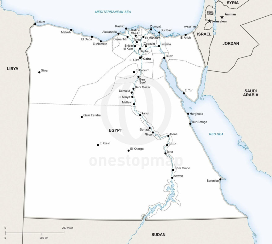 Vector Map of Egypt Political | One Stop Map
