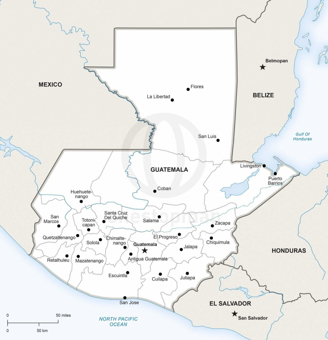 Free Vector Map of Guatemala Outline | One Stop Map