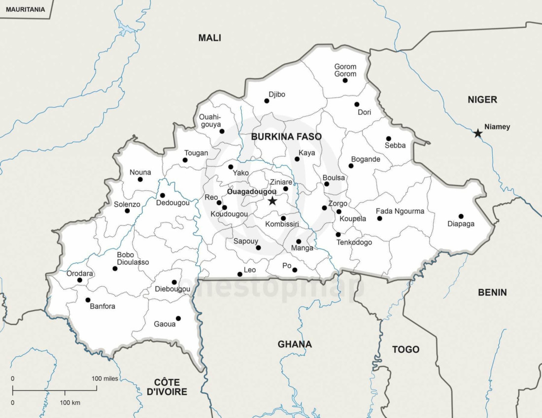 Vector Maps Of Burkina Faso One Stop Map 69 Map Burkina Faso Political 1100x848