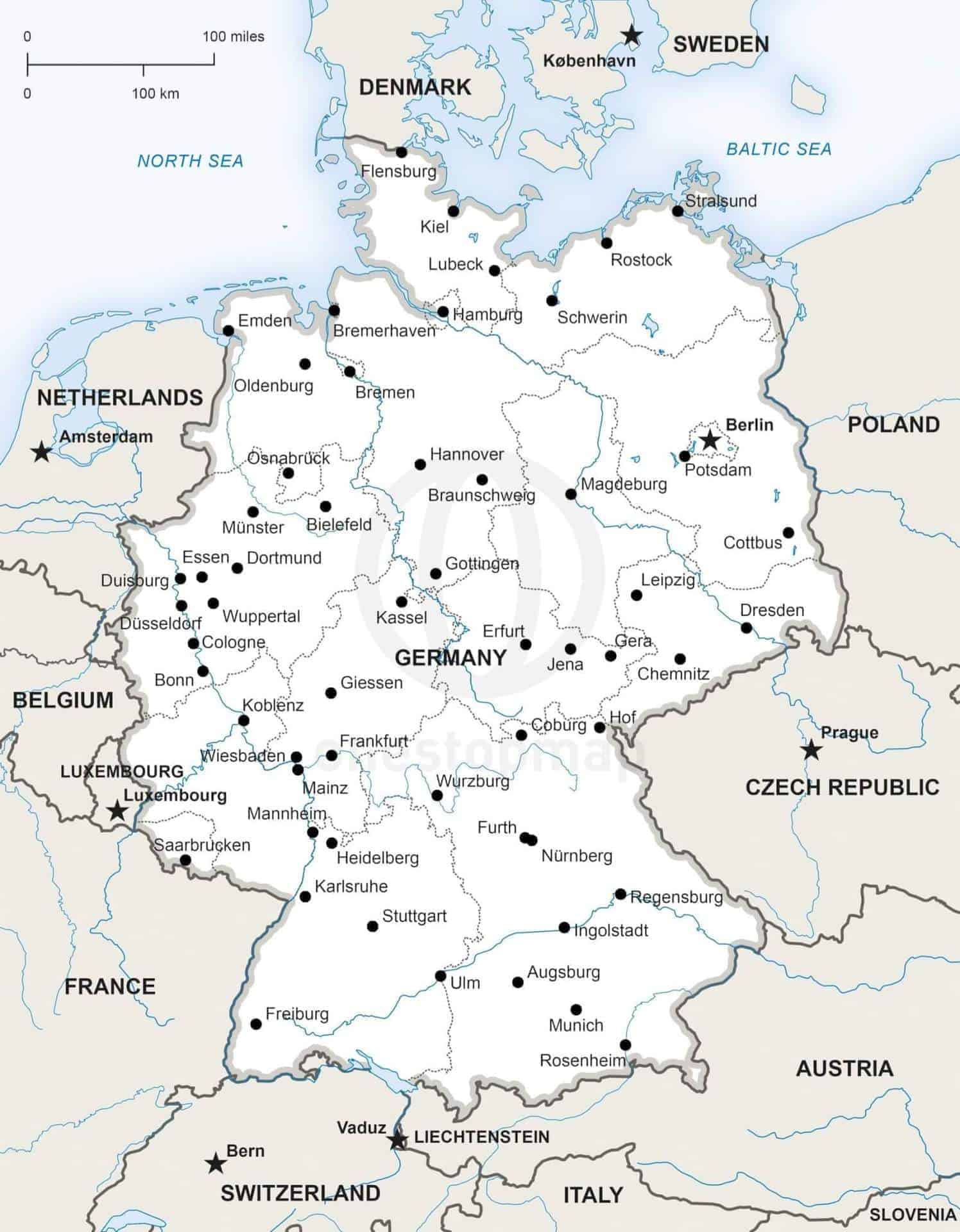 Printable Map Of Germany With Cities