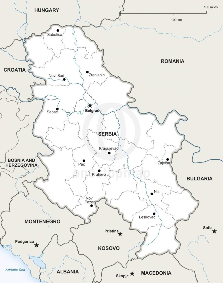 Free Vector Map of Serbia Outline One Stop Map