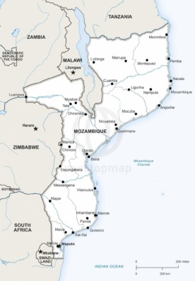 Vector map of Mozambique political