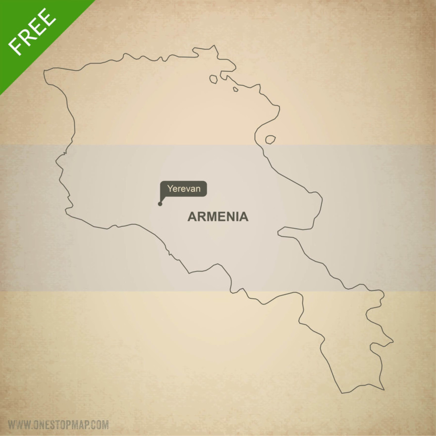 Free Vector Map of Armenia Outline One Stop Map