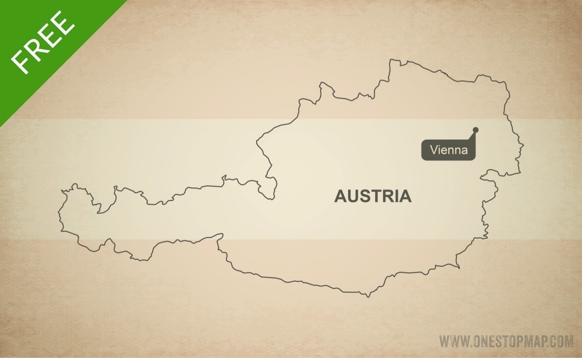 Free Vector Map of Austria Outline | One Stop Map