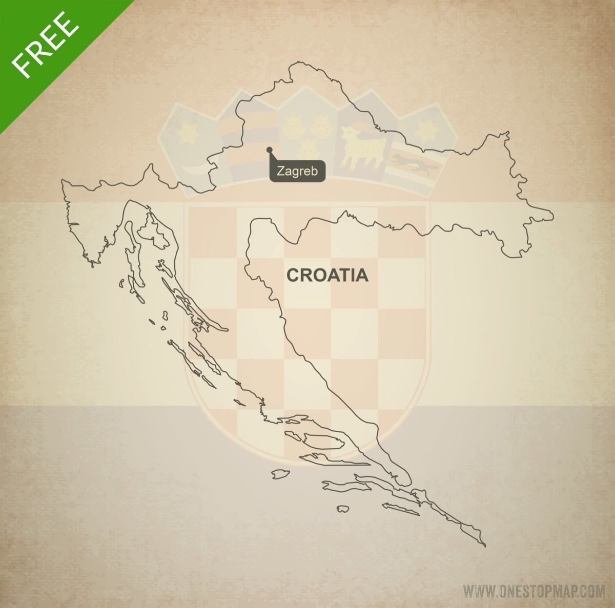 Vector Map of Croatia Political | One Stop Map