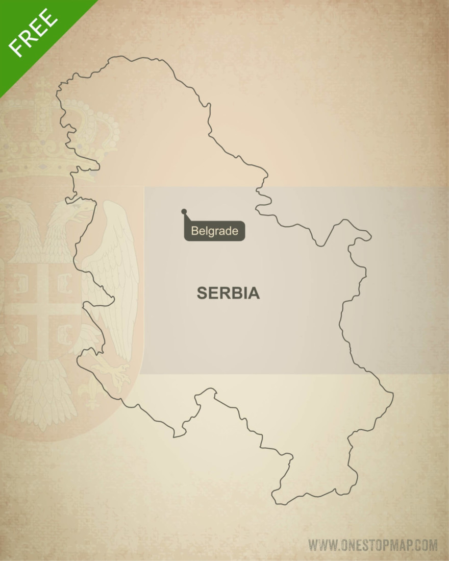 Free Vector Map of Serbia Outline One Stop Map