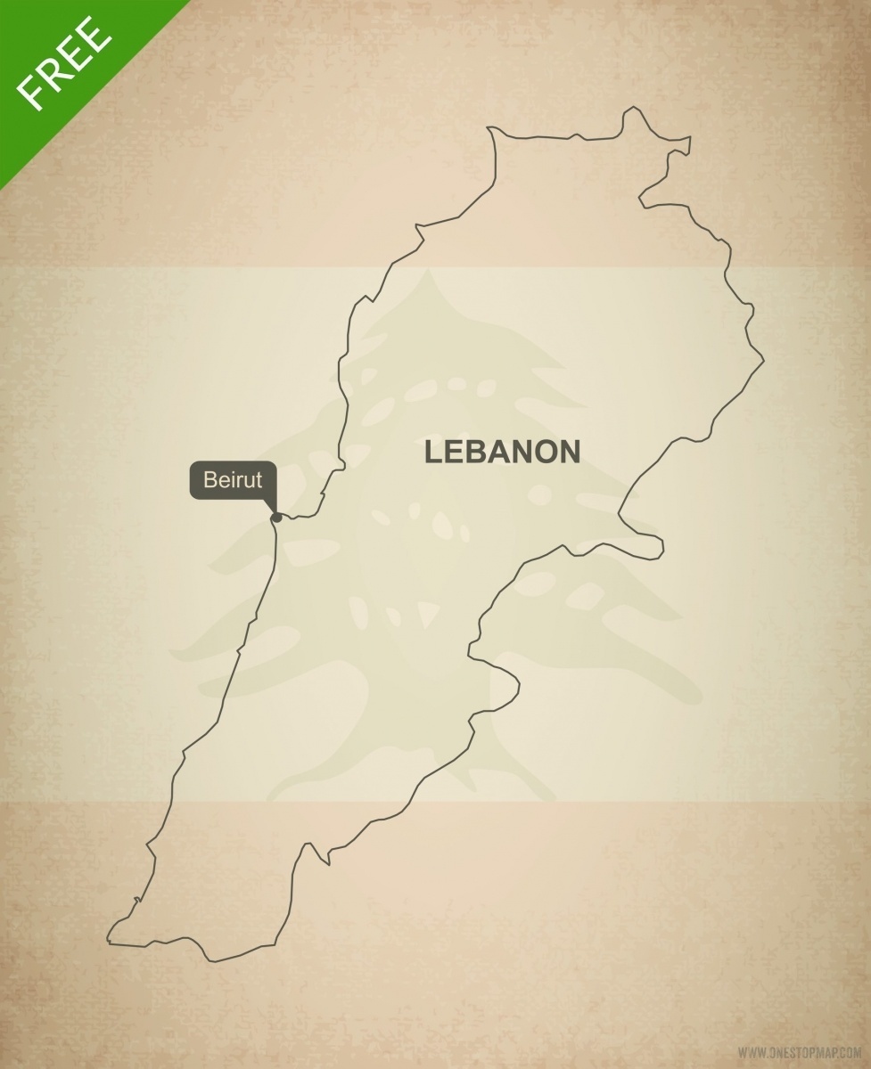 Free Vector Map of Lebanon Outline | One Stop Map