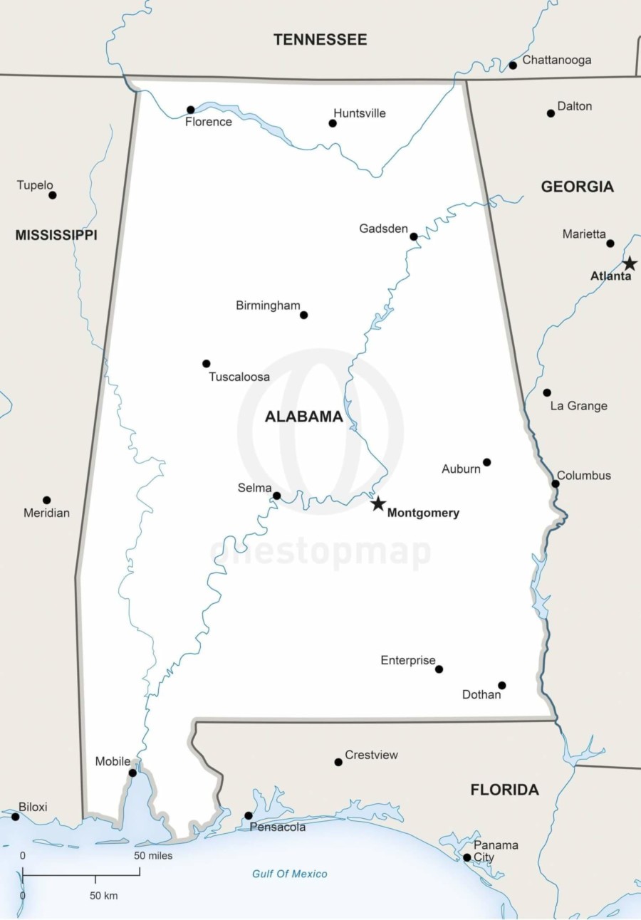 Free Vector Map Of Alabama Outline One Stop Map 319 Map Alabama Political 900x1292