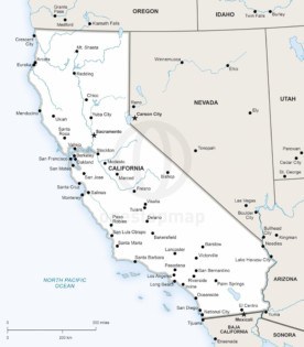 Vector map of California political