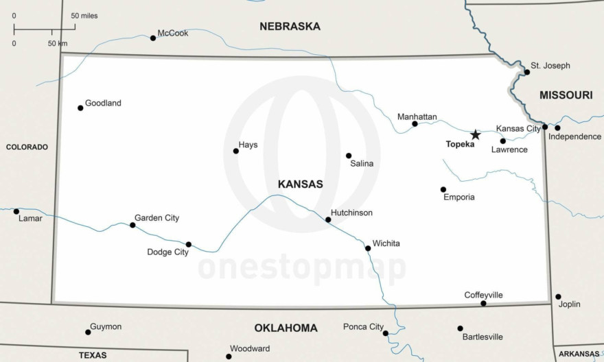 Free Vector Map Of Kansas Outline One Stop Map 334 Map Kansas Political 880x528 