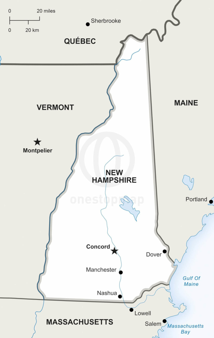Vector Map of New Hampshire political One Stop Map