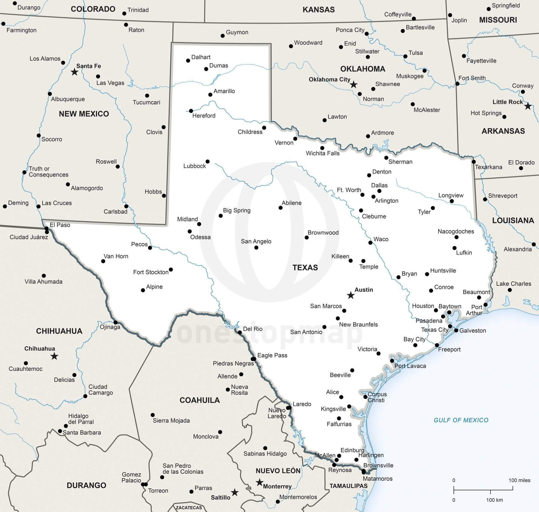 Printable Texas Map