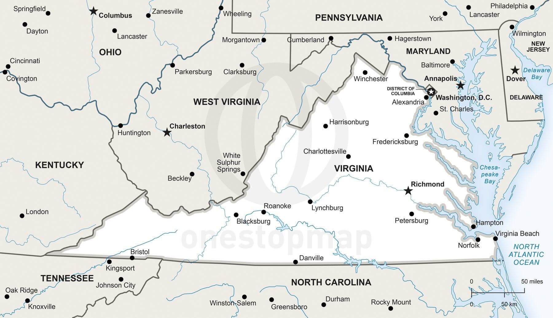 Printable Virginia State Map