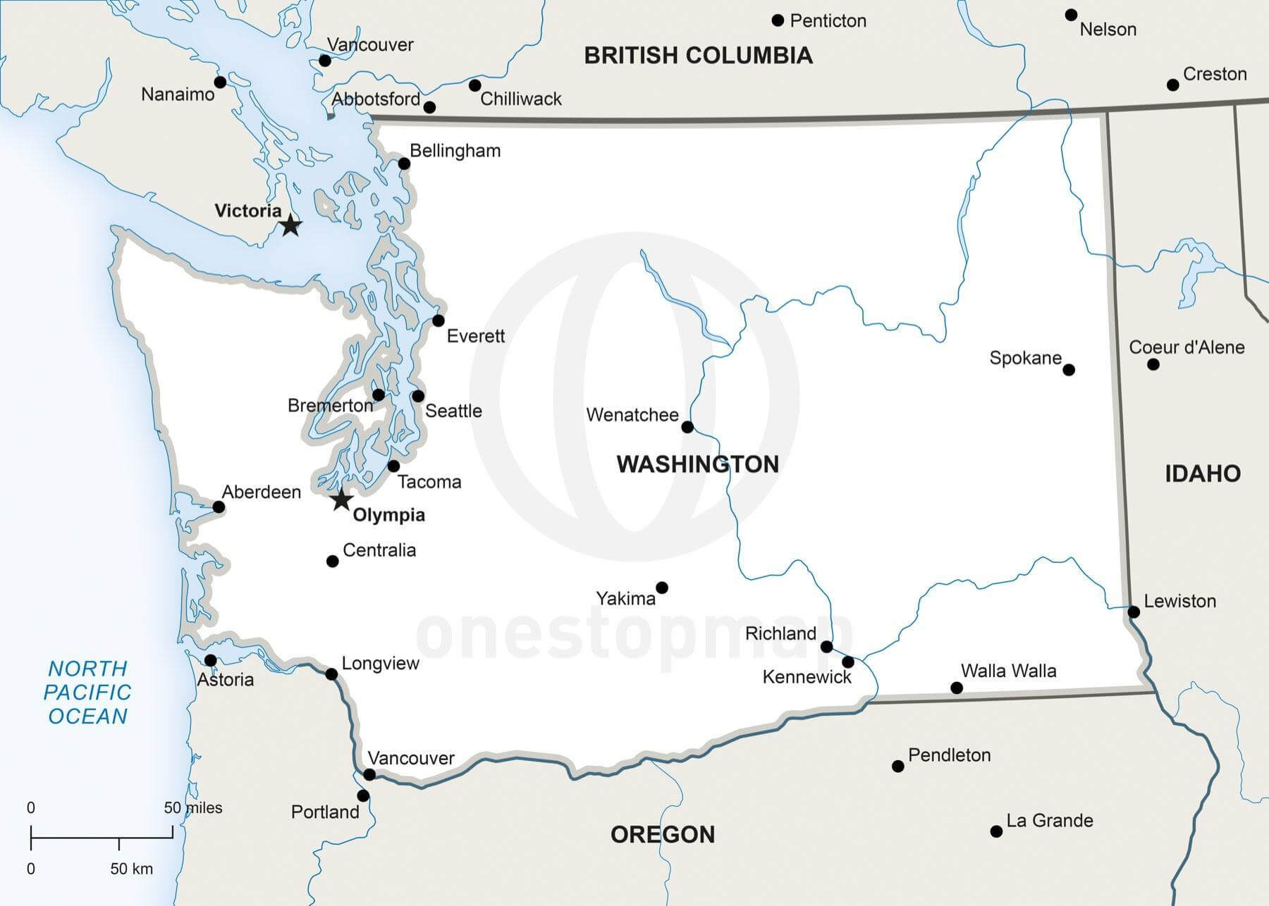 Vector Map of Washington political | One Stop Map