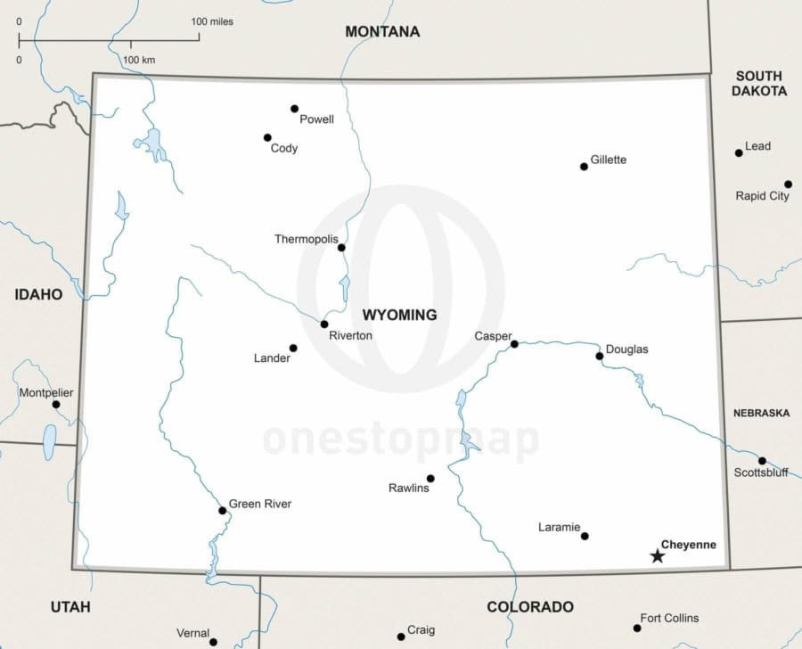 Vector Maps of Wyoming | One Stop Map