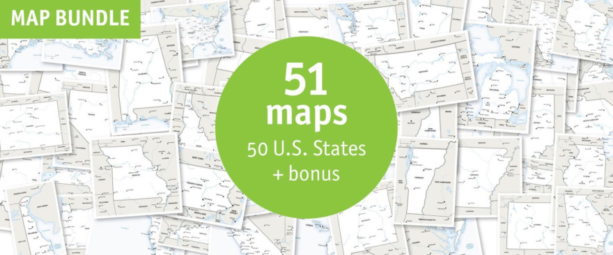Bundle of political maps for all U.S. States