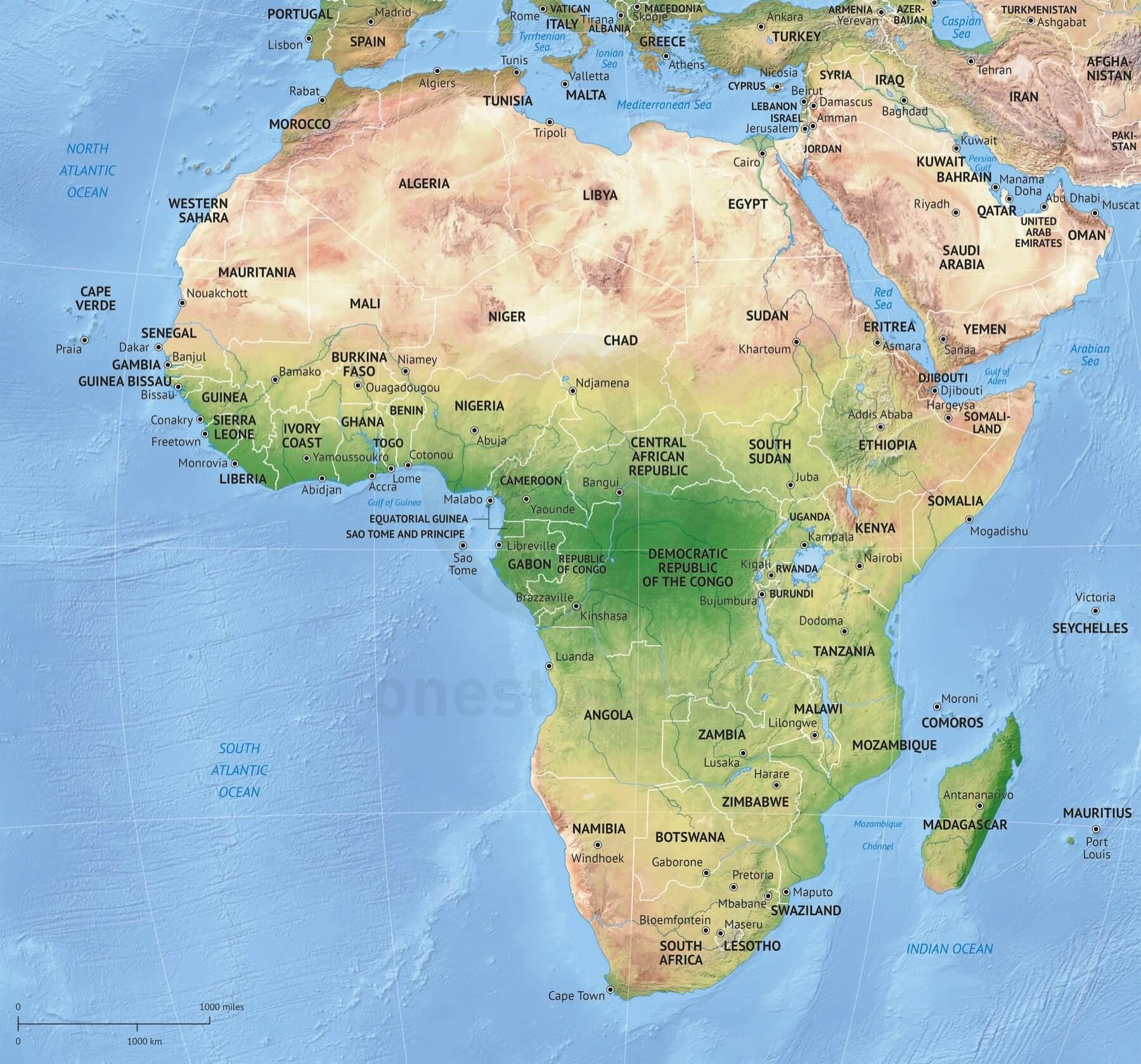 Map Of South Africa Relief Map Worldofmaps Net Online - vrogue.co