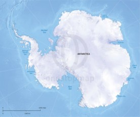 Vector map of Antarctica continent political with shaded relief