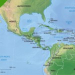 Vector map of Middle America (and Central America) political with shaded relief