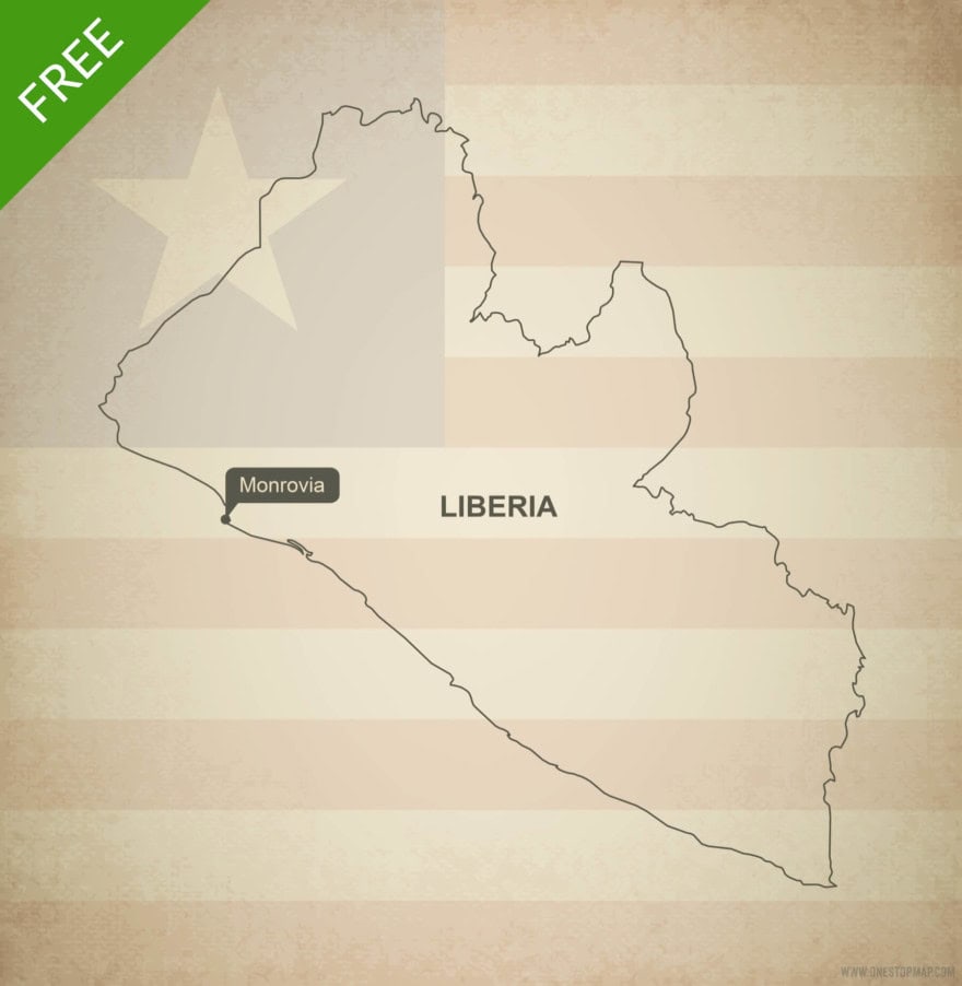 Free Vector Map of Liberia Outline | One Stop Map