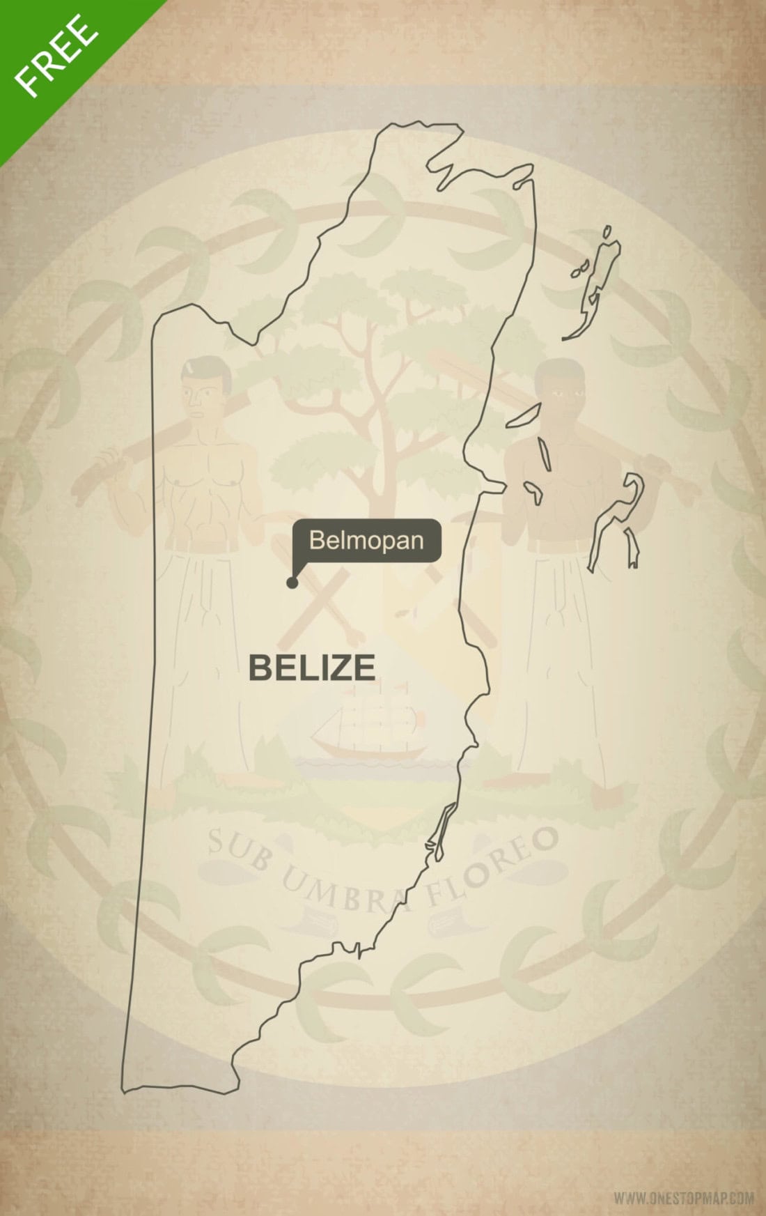 Free Vector Map of Belize Outline | One Stop Map