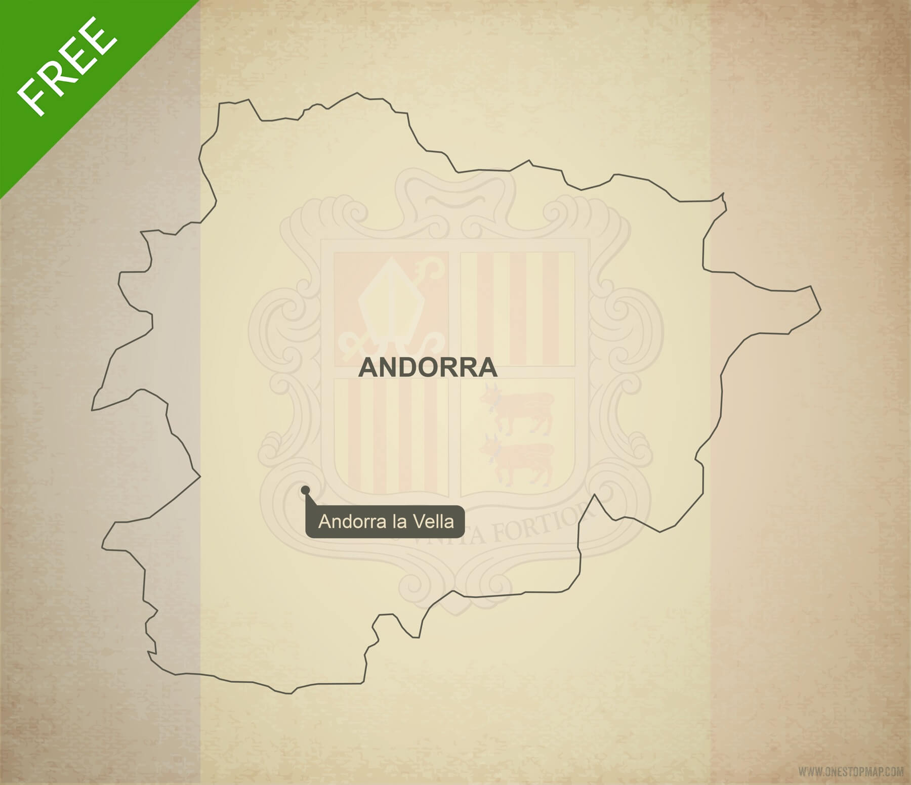 Free Vector Map of Andorra Outline | One Stop Map