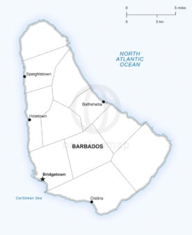 Vector map of Barbados political