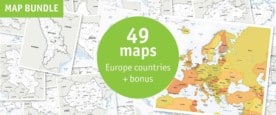 Europe countries map bundle - defined map style - printable and editable vector maps