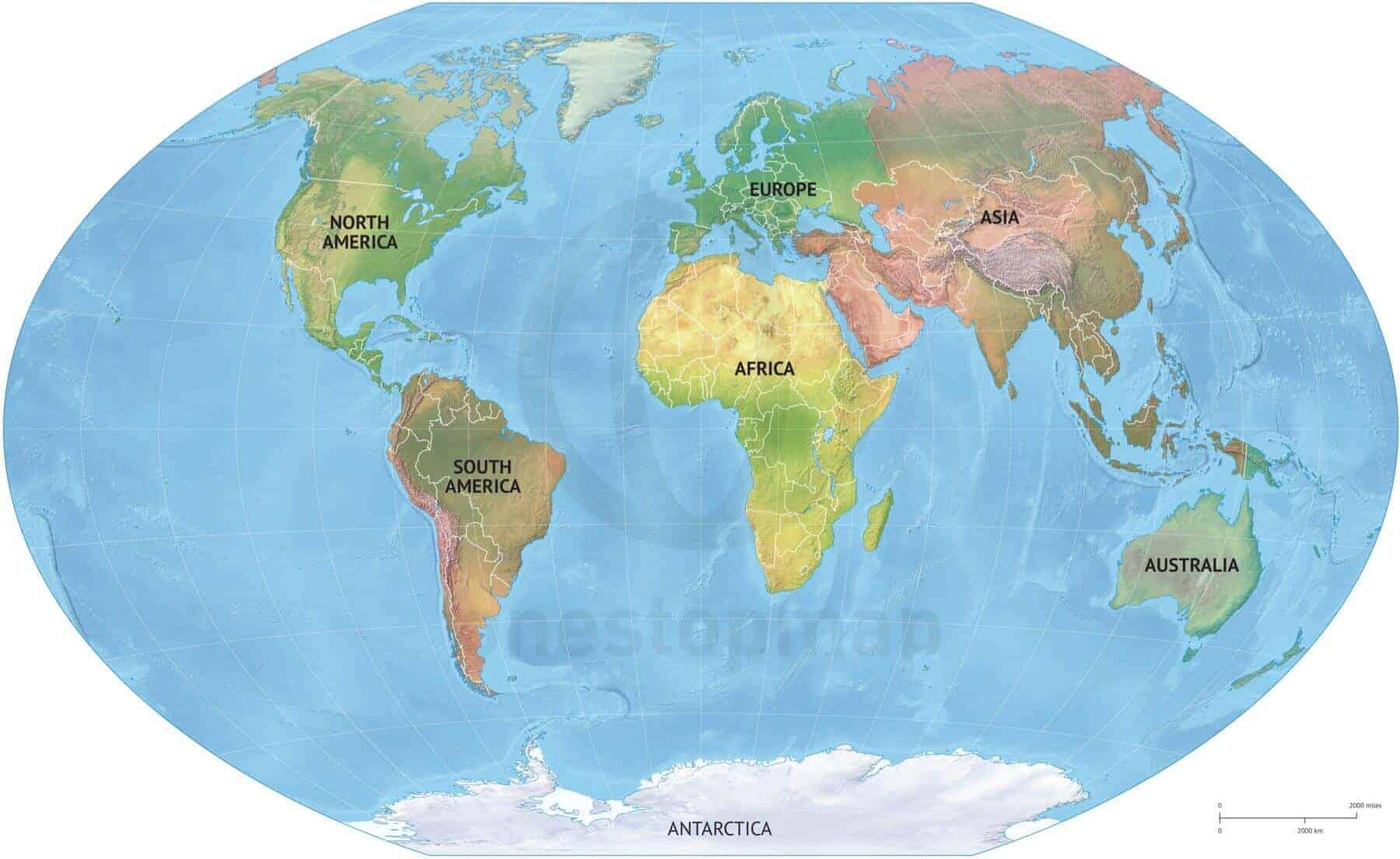 Printable World Map Continents - Printable World Holiday