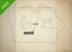 Free blank outline map of the U.S. state of Iowa